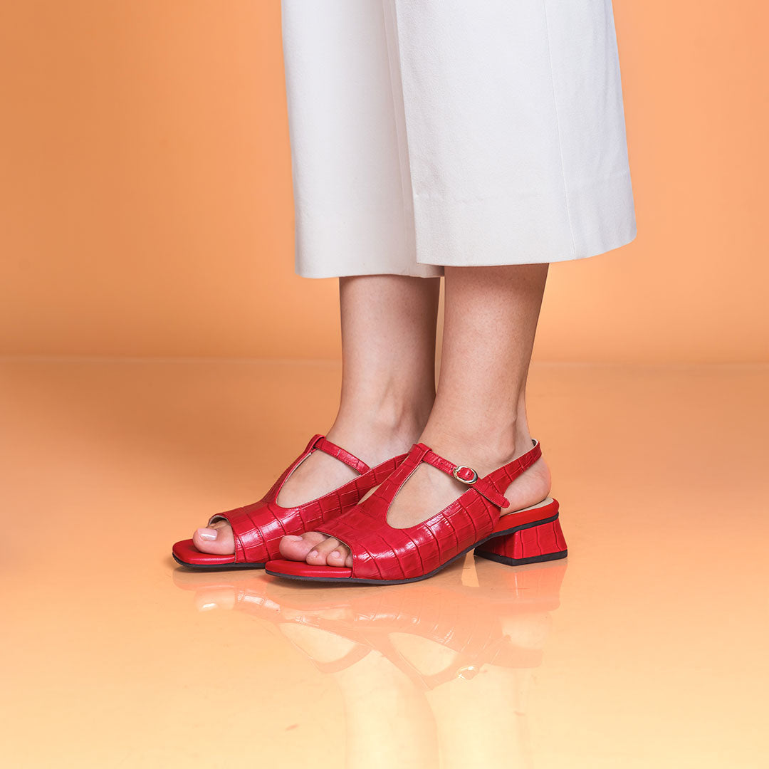 SANDALIAS VIOLETA II ROJO CROCO