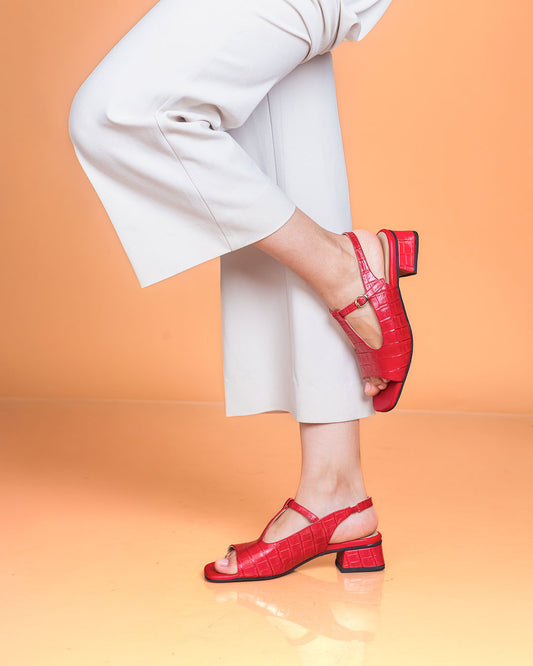 SANDALIAS VIOLETA II ROJO CROCO